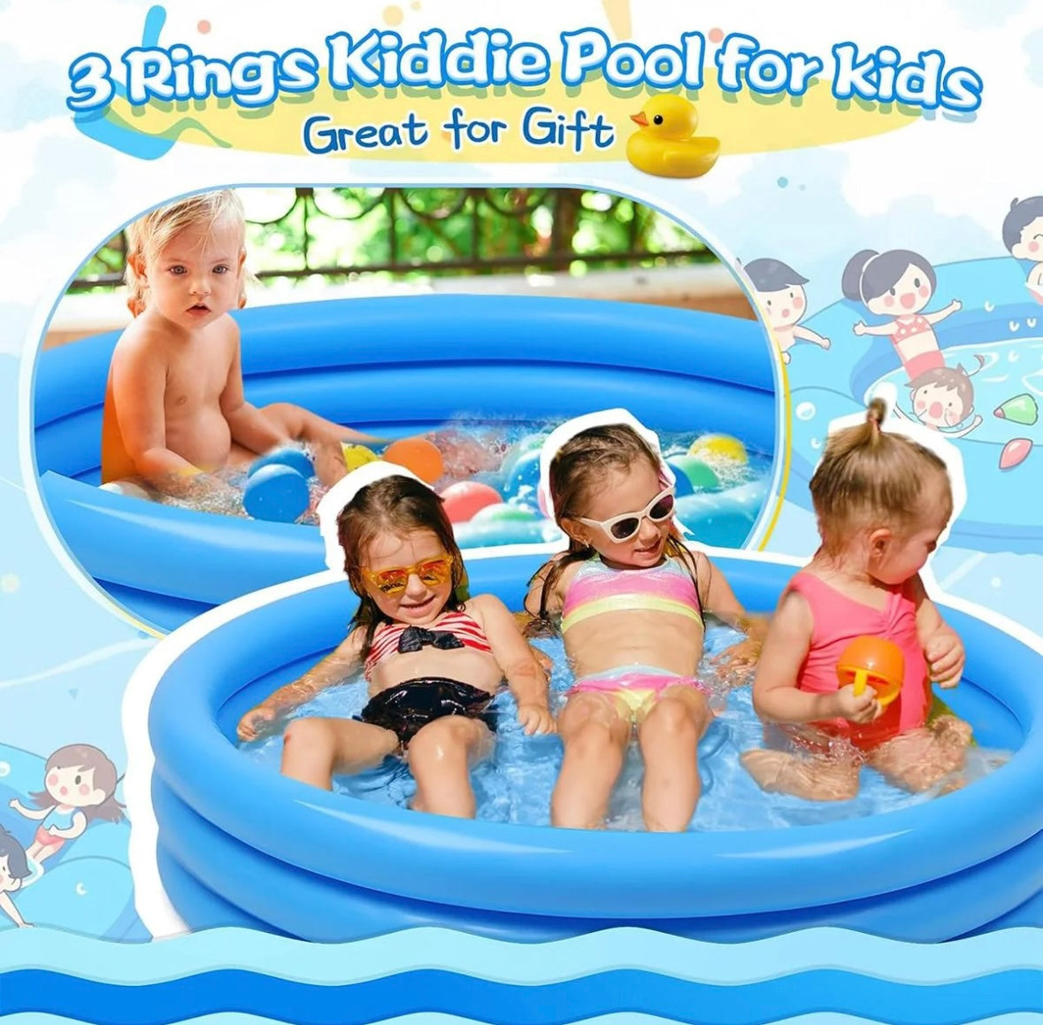 Piscine gonflable, piscine pliable pour enfants, jouet aquatique d'été pour intérieur et extérieur.